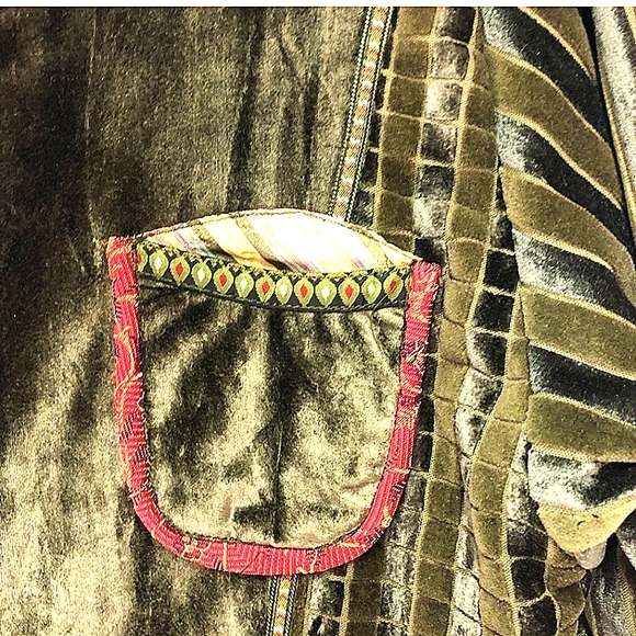 NWOT Lined Full-Zip Green Moss Velvet Embroidered Jacket - Picture 4 of 7